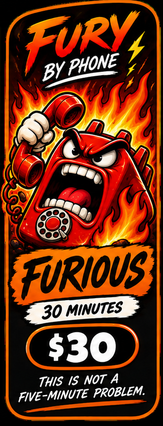 Furious — 30 minutes, $30